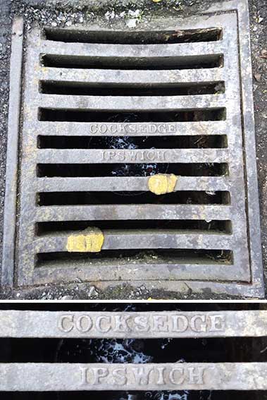 Ipswich Historic Lettering: Cocksedge drain cover