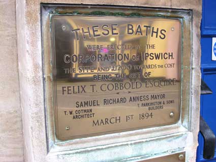 Ipswich Historic Lettering: Fore Street Baths plaque