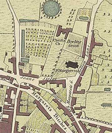 Ipswich Historic Lettering: Christchurch Bowling Green map 1780