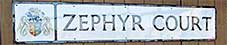 Ipswich Historic Lettering: Zephyr Court sign small