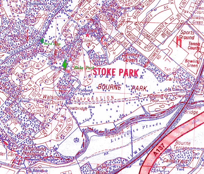Ipswich Historic Lettering: Stoke Park map 1930 comparison 1994