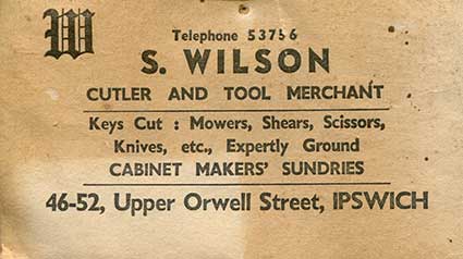Ipswich Historic Lettering: S. Wilson cutler envelope