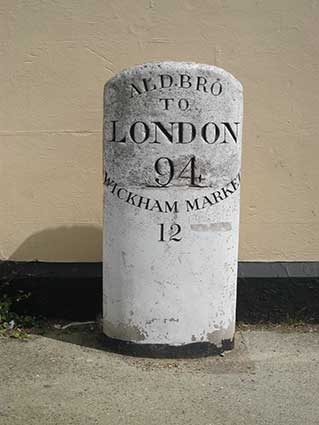 Ipswich Historic Lettering: Aldeburgh milepost 2