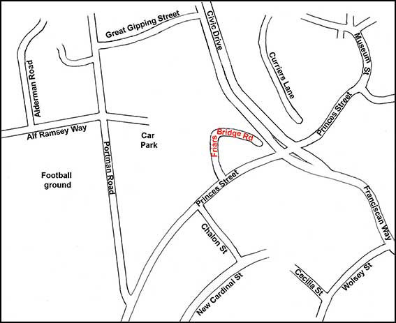 Ipswich Historic Lettering: Friars Bridge Road map 2015