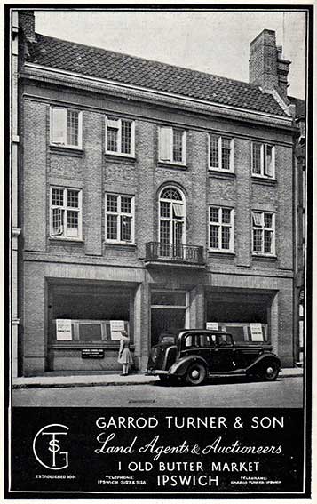 Ipswich Historic Lettering: Buttermarket Garrod & Turner ad