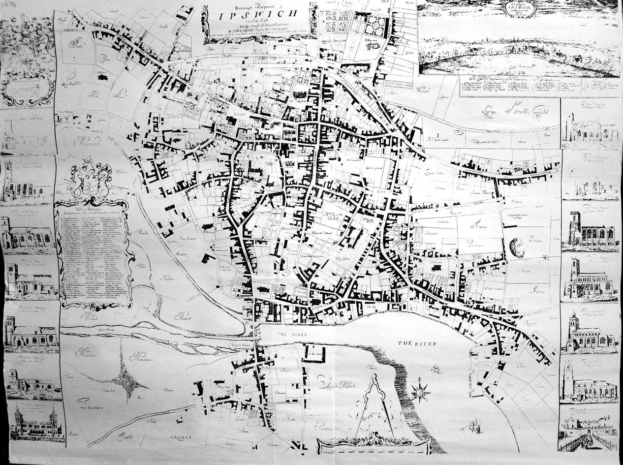 Ipswich Historic Lettering: map 1674