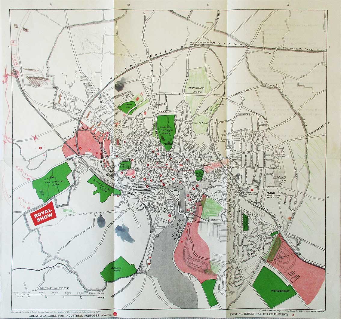 Ipswich Historic Lettering: Royal Show Ipswich map 1934