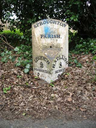 Ipswich Historic Lettering: Milepost Hadleigh Rd 2