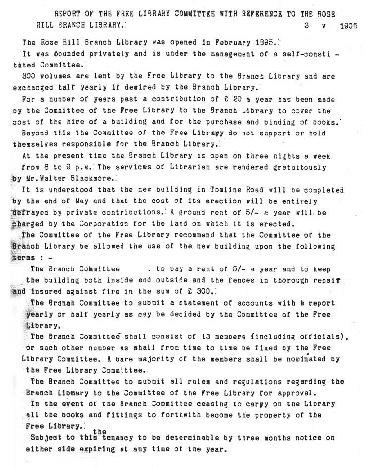 Ipswich Historic Lettering: Rosehill Branch Report 1905