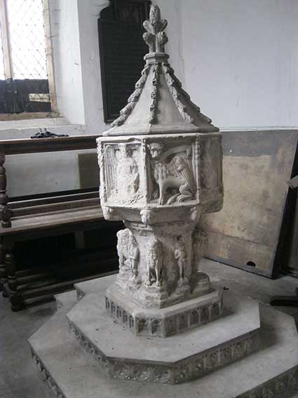 Ipswich Historic Letering: St Clement Church font 1