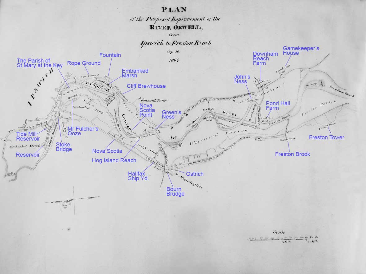 Ipswich Historic Lettering: Wet Dock map 1805